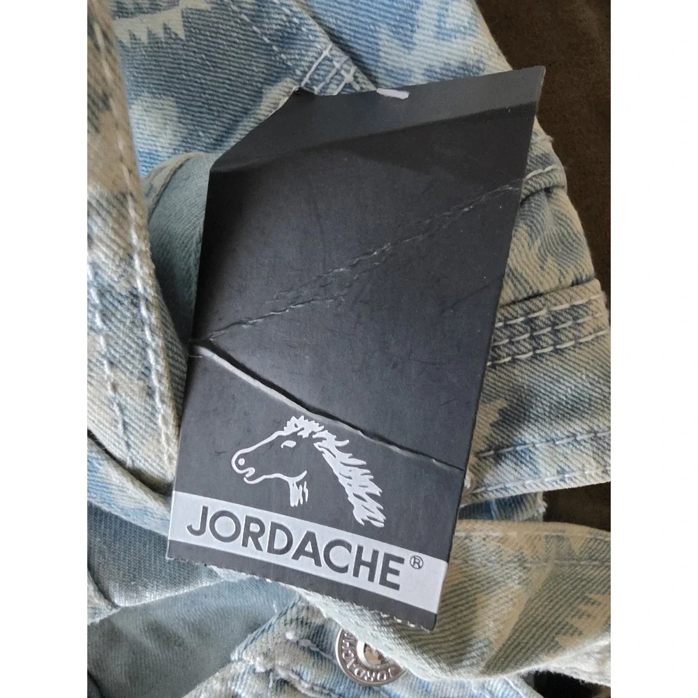 NWT Jordache Girls Overalls Size S 6 6X Blue Geometric Sleeveless Bib Overall